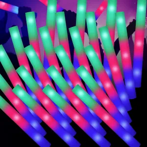 100PCS LED Foam Sticks, Foam Light Up Sticks with 3 Modes Colorful Flashing, Glow in Dark Party Supplies, Glow Stick Bulk Party Pack for Wedding, Raves, Concert, Camping, Sporting Events, Pool