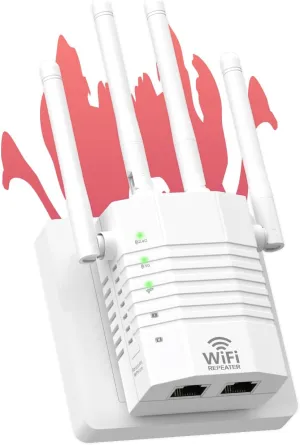 1200Mbps WiFi Range Extender, WiFi Extender Signal Booster for Home, Dual Band (2.4G&5.8G) WiFi Repeater Cover up to 12888sp.ft, Faster Speed and Wider Cover, Quick Setup