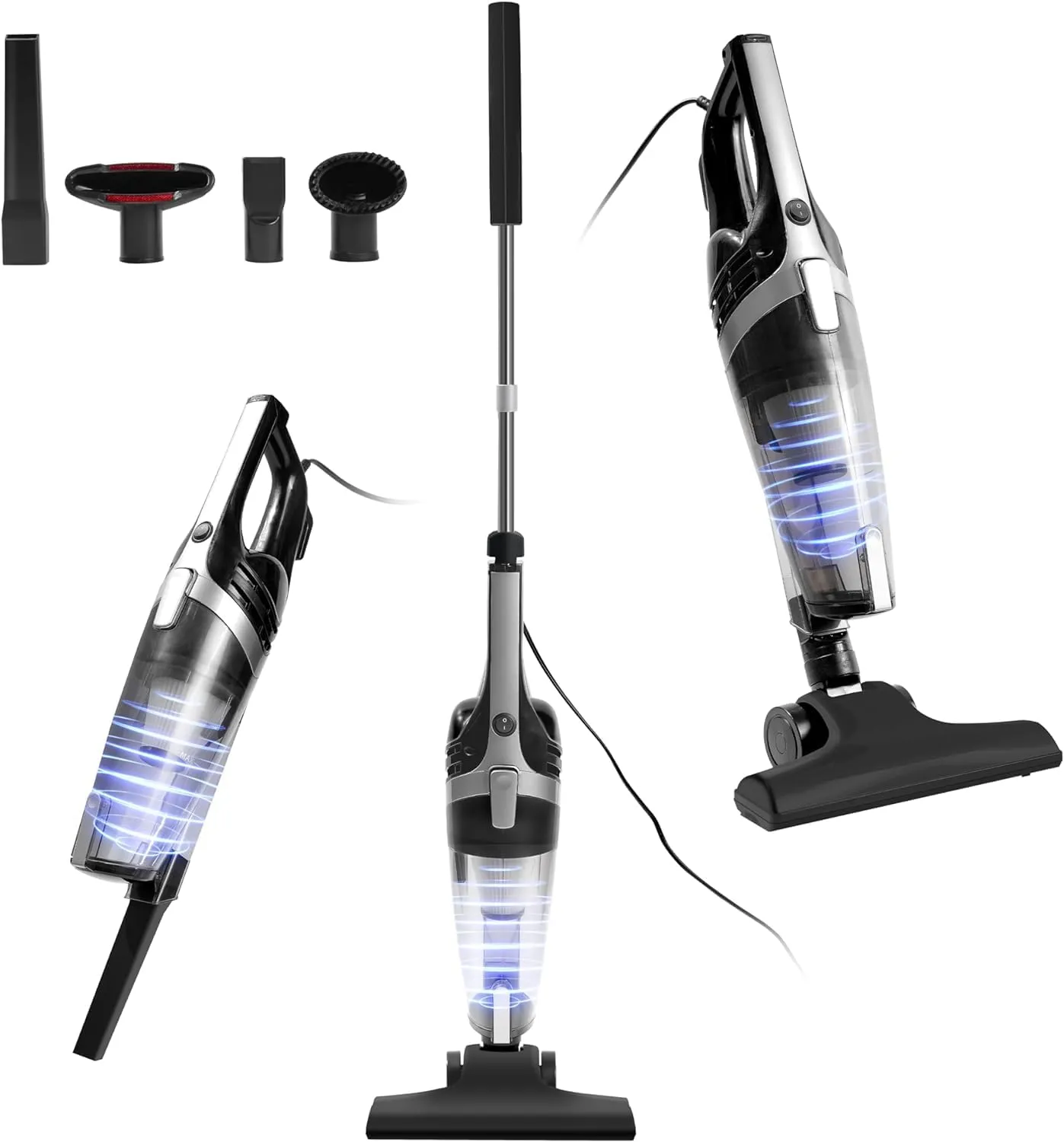 20Ft 600W Corded Stick Vacuum, 6 in 1 Ultra- Light Vacuum Cleaner Converts to a Hand Vacuum, Great for Pet Hair & Hard Floor