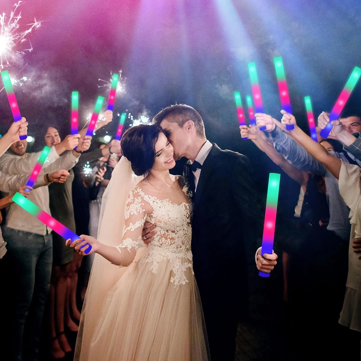 44 PCS Foam Glow Sticks Bulk With 3 Modes Colorful Flashing, Light Up Sticks, Glow in Dark Party Supplies for Wedding, Raves, Halloween, 4th of July