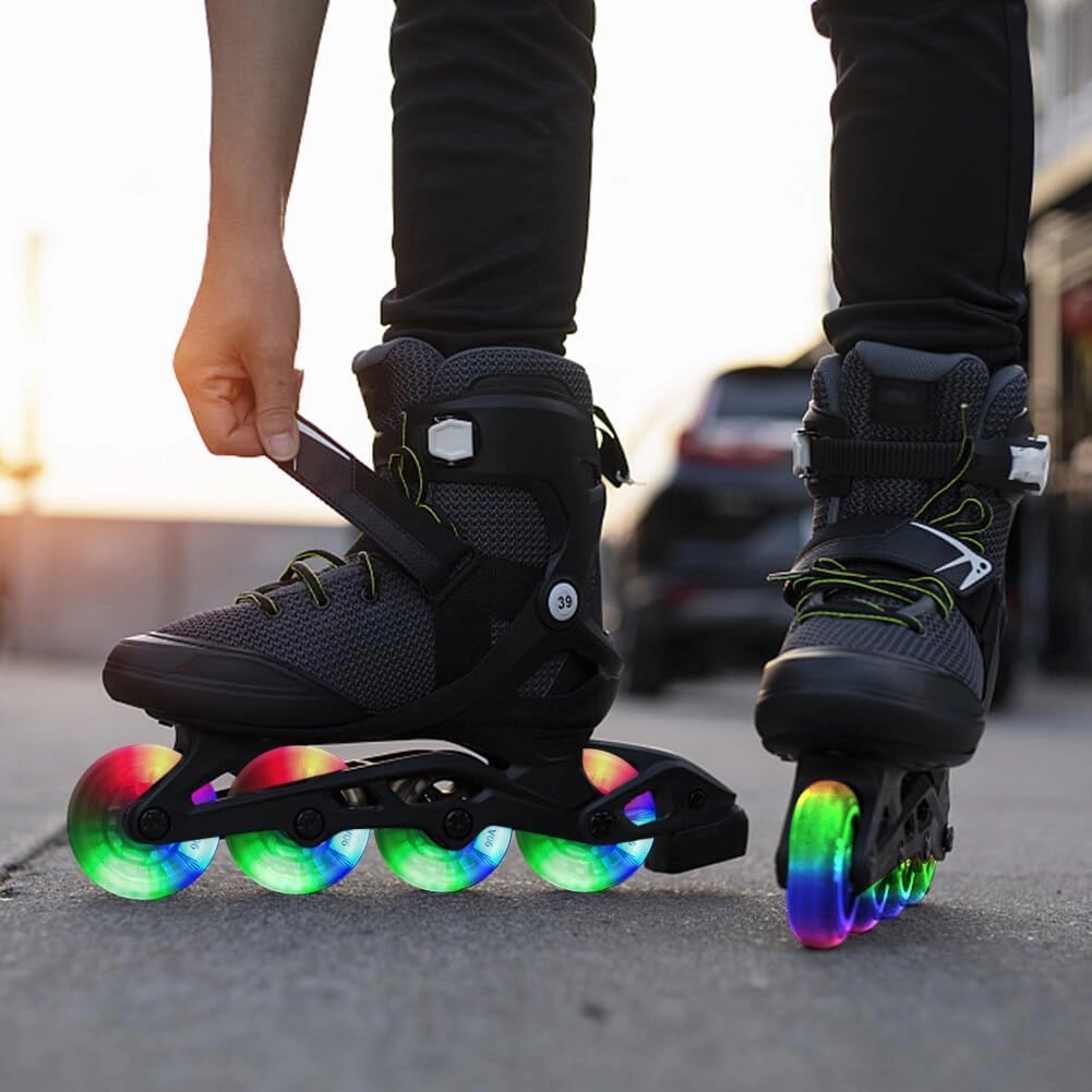 4 Packs Light Up Inline Skate Wheels, 68/70/72/76/80mm Luminous Flash Inline Skates Replacement Wheel with Bearings, LED Flashing Roller Skate Wheels