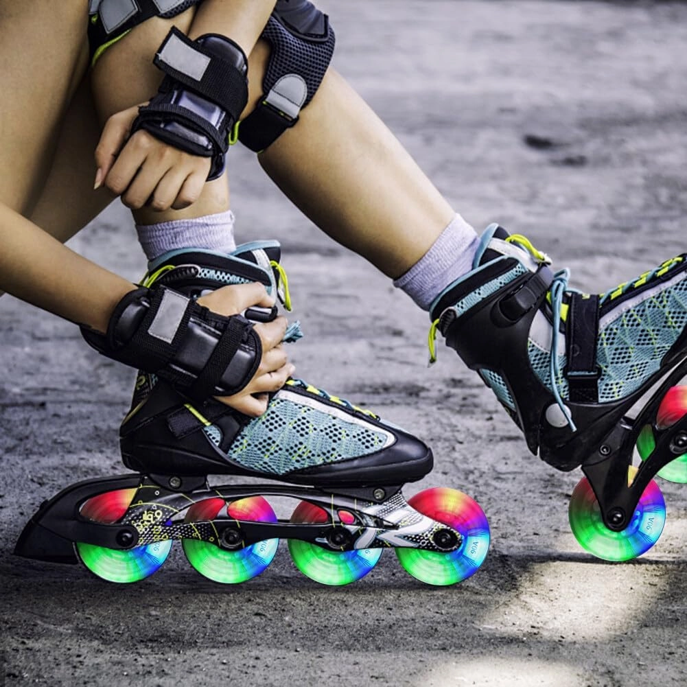 4 Packs Light Up Inline Skate Wheels, 68/70/72/76/80mm Luminous Flash Inline Skates Replacement Wheel with Bearings, LED Flashing Roller Skate Wheels