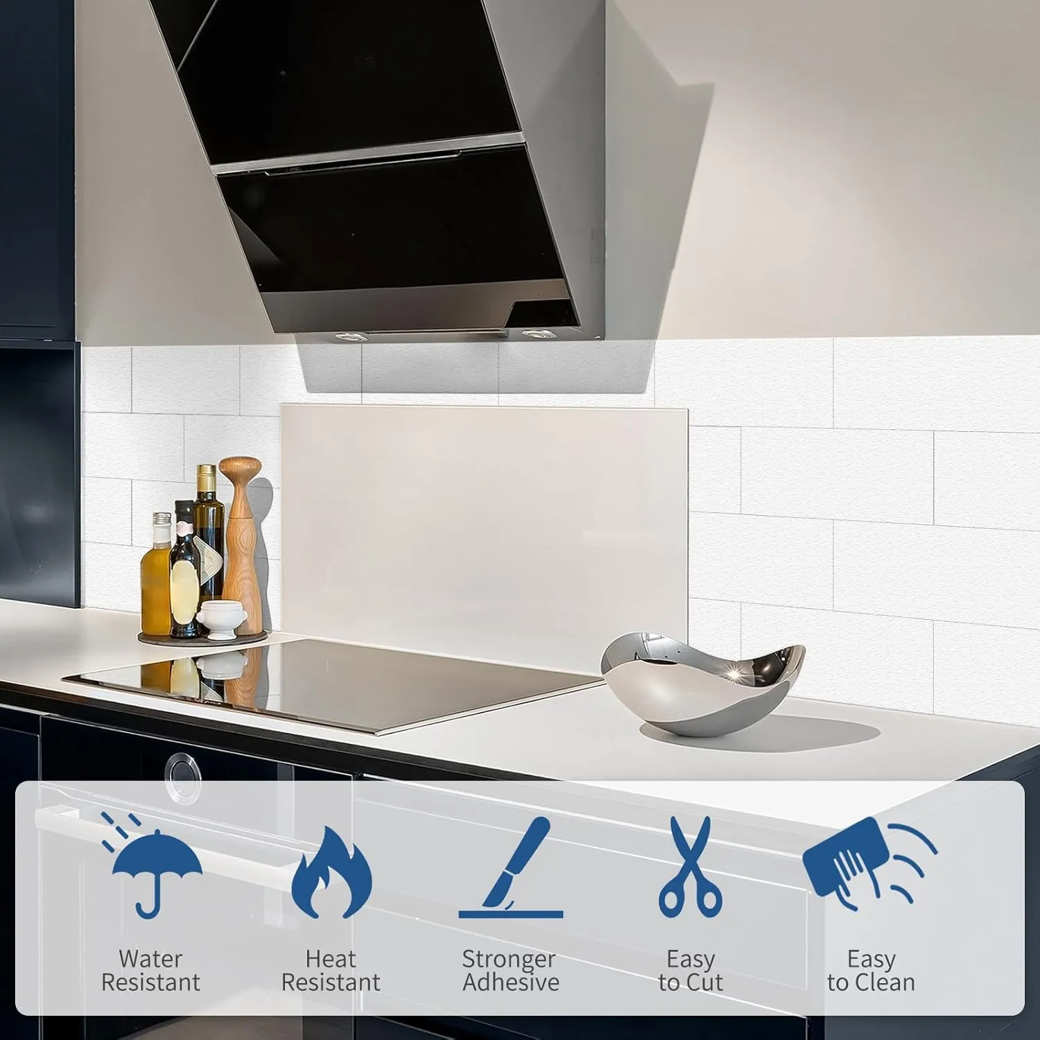 50-Pieces Thick PVC Subway Tile,4"x 8" Peel and Stick Backsplash Wall Tiles,White Self-Adhesive Backsplash for Kitchen,Bathroom,Living Rooms,Fireplace,RV(11.11 Sq. Ft. Coverage)