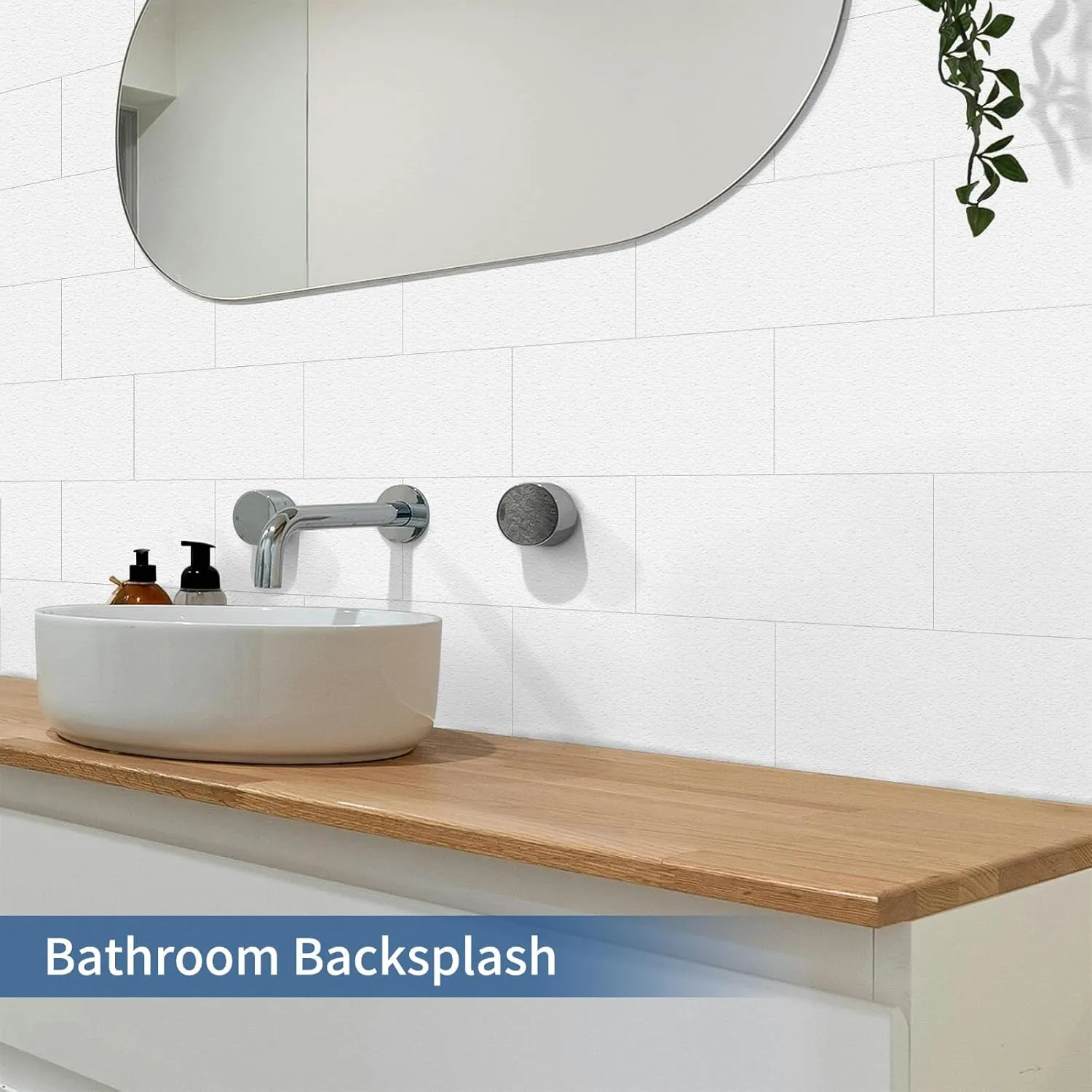 50-Pieces Thick PVC Subway Tile,4"x 8" Peel and Stick Backsplash Wall Tiles,White Self-Adhesive Backsplash for Kitchen,Bathroom,Living Rooms,Fireplace,RV(11.11 Sq. Ft. Coverage)