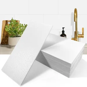 50-Pieces Thick PVC Subway Tile,4"x 8" Peel and Stick Backsplash Wall Tiles,White Self-Adhesive Backsplash for Kitchen,Bathroom,Living Rooms,Fireplace,RV(11.11 Sq. Ft. Coverage)