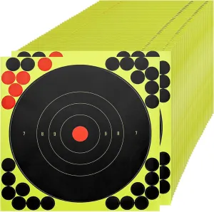 50PCS Self Adhesive Shooting Target, 12 Inch Paper Sticker Targets with Cover-up Patches, Paper Target for Gun, Pistol, Rifle, Bb Gun, Airsoft, Pellet Gun, Air Rifle