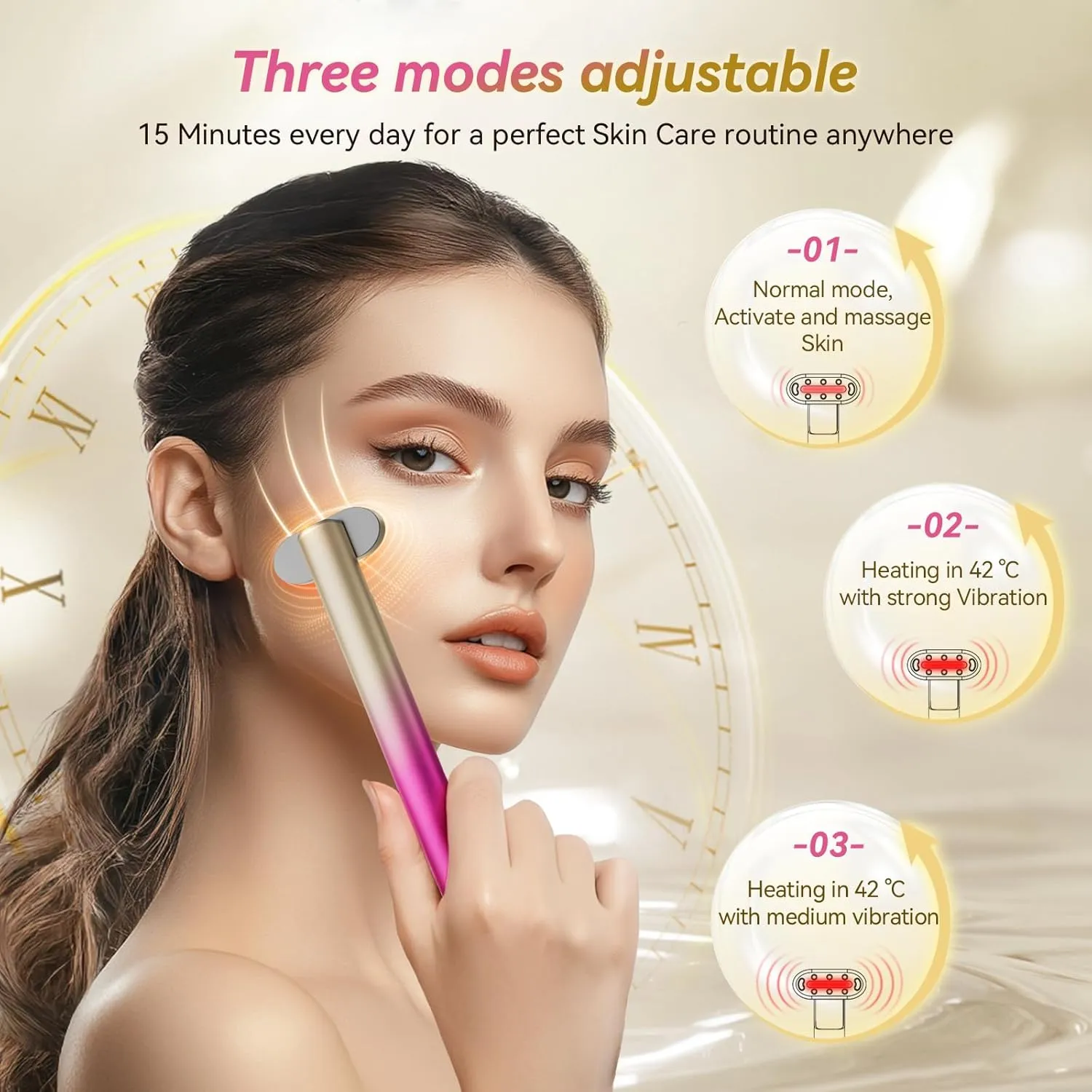 7 in 1 Red-Light-Therapy，Red Light Therapy for Face Eye Skincare Equipment at Home，Red for Skincare & Blue Rejuvenation Tool (Gradient Purple Pink)