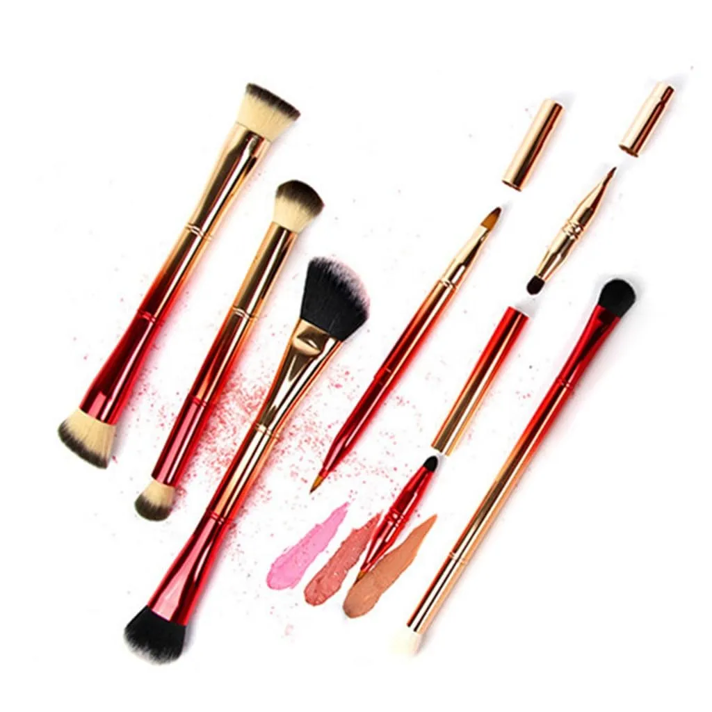 7 Pieces Makeup Artist Portable Makeup Set Brush Set Multifunctional 14 Brush Heads Gradient Color(18cm,D)