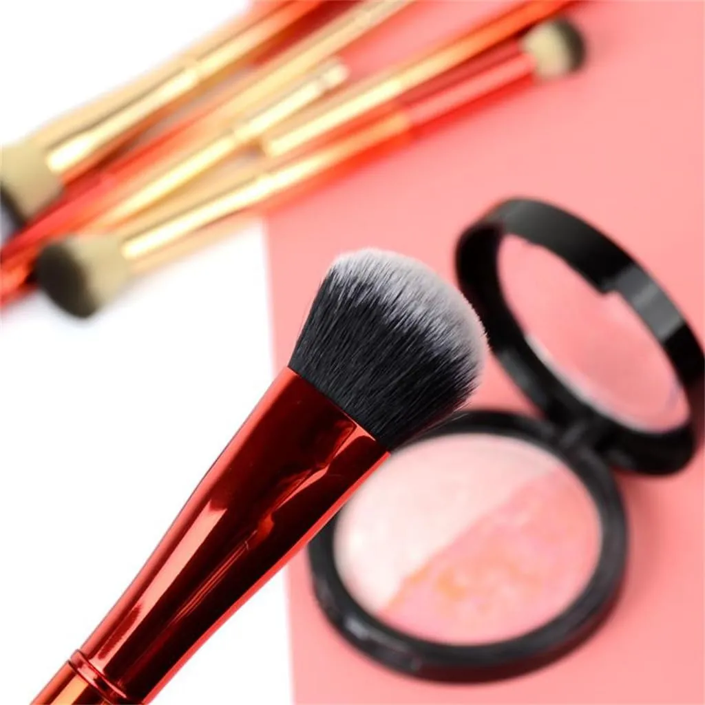 7 Pieces Makeup Artist Portable Makeup Set Brush Set Multifunctional 14 Brush Heads Gradient Color(18cm,D)