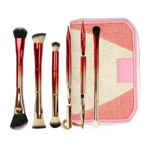7 Pieces Makeup Artist Portable Makeup Set Brush Set Multifunctional 14 Brush Heads Gradient Color(18cm,D)
