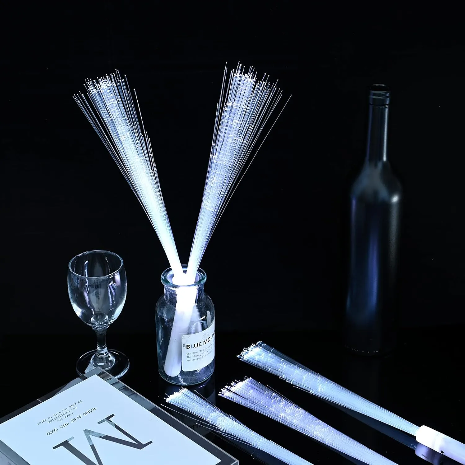 96 PCS Fiber Optic Wands LED White Glow Stick Flash Fiber Optic Light Rod for Bulk Wedding Lighting Wands Flashing Sticks with 3 Light Modes Including Creating The Perfect Party Concert Atmosphere
