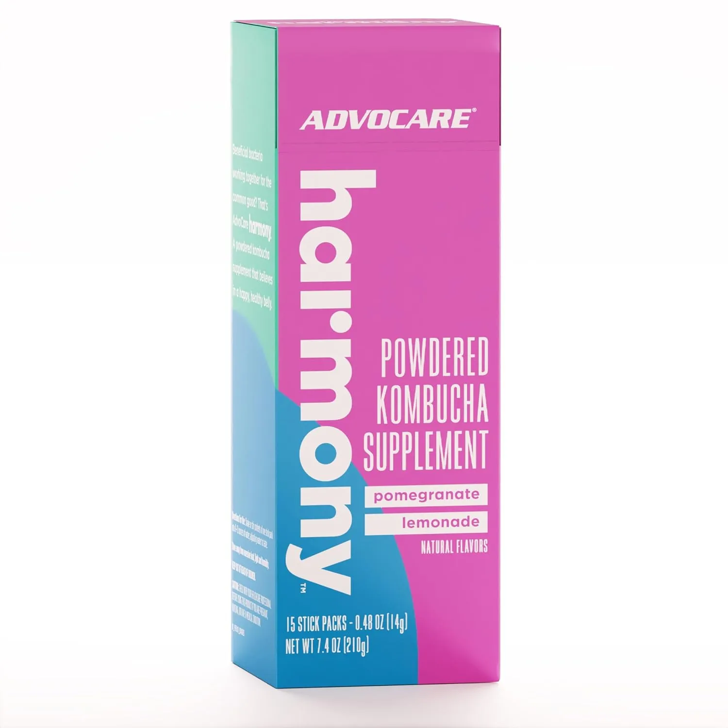 AdvoCare Harmony - Kombucha Drink Mix to Support Digestive & Gut Health* - Contains Prebiotics, Probiotics & Postbiotics - Good Source of Fiber - 15 Stick Packs