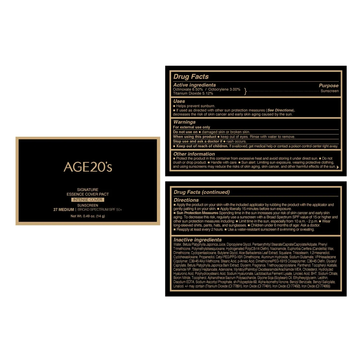 AGE20'S Signature Essence Pact SPF 50  | Pack of 1 | 27 Medium | Cream Foundation, Dewy Finish, Natural Coverage | Korean Cushion Foundation