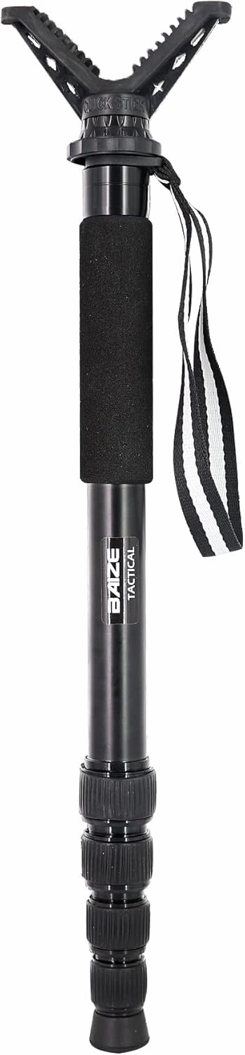 Aluminum Tactical 5-Section Hunting Shooting Stick Monopod Gun Rifle Shooting Rest with Removable 360° Rotation V Yoke, 18.9-62.3 inches Full Height Adjustment Hunting Shooting Stand Platform