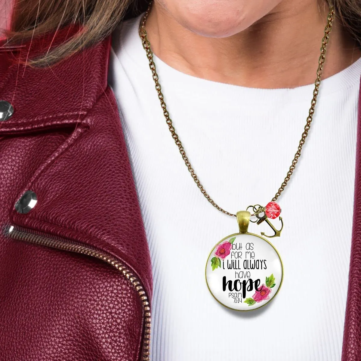 Always Have Hope Bible Necklace Pendant Psalm Quote Theme Anchor 24"