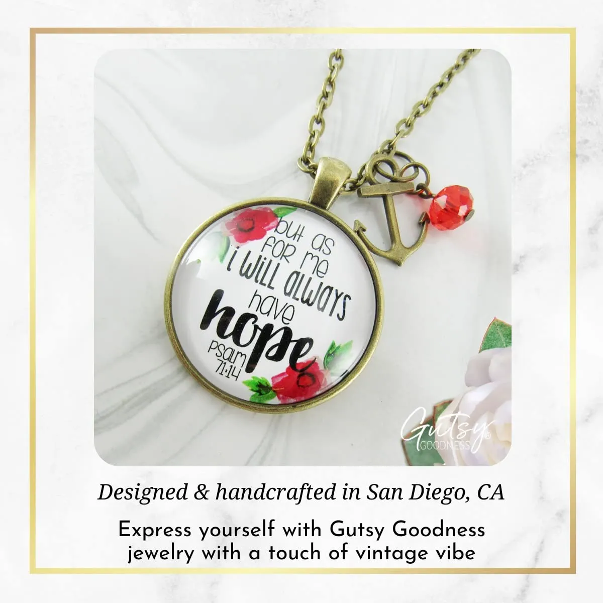 Always Have Hope Bible Necklace Pendant Psalm Quote Theme Anchor 24"