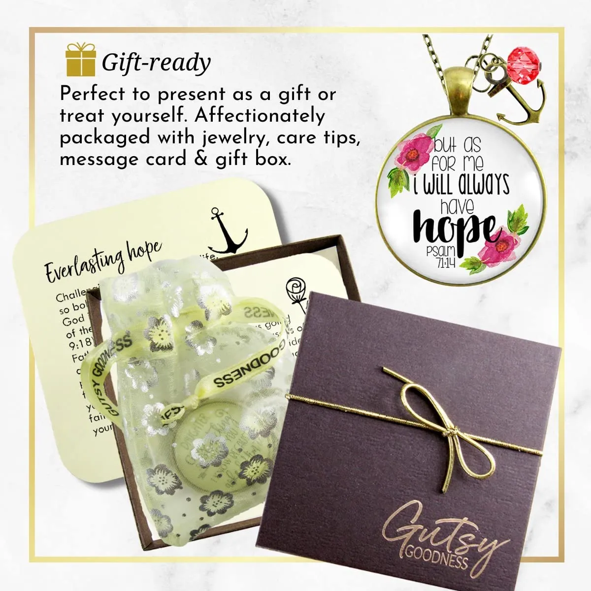 Always Have Hope Bible Necklace Pendant Psalm Quote Theme Anchor 24"