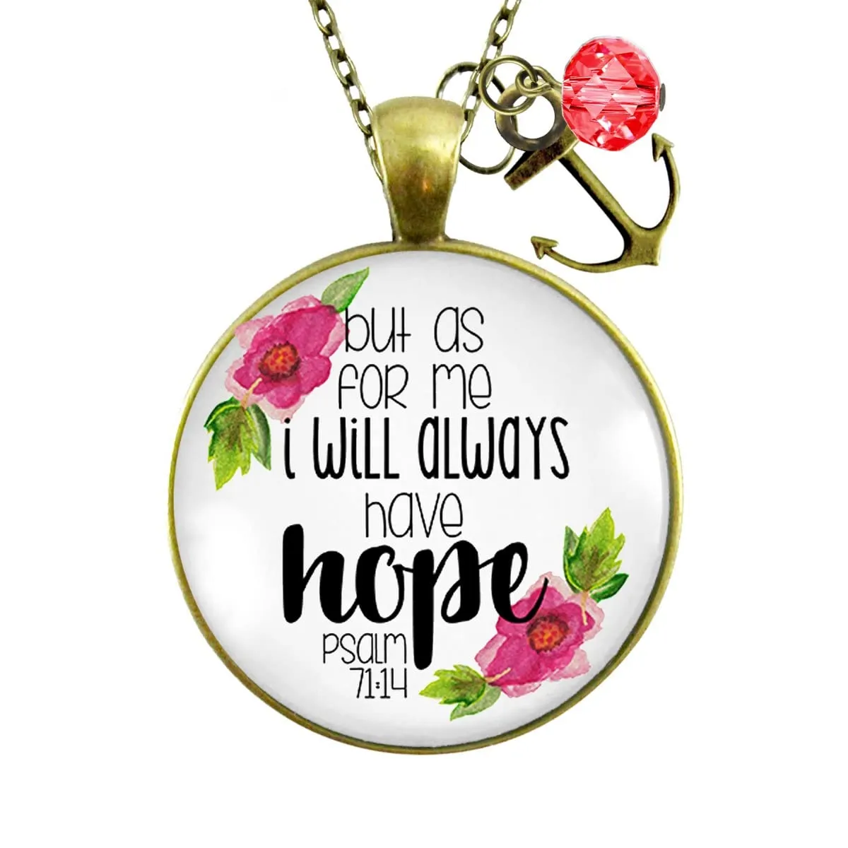 Always Have Hope Bible Necklace Pendant Psalm Quote Theme Anchor 24"