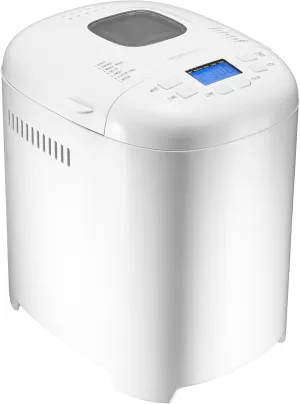 Amazon Basics Programmable Bread Maker, 2lb Non-Stick Automatic Machine, 3 Loaf Sizes, Cake and Yogurt Function, LCD Display, 3 Crust Colors, White