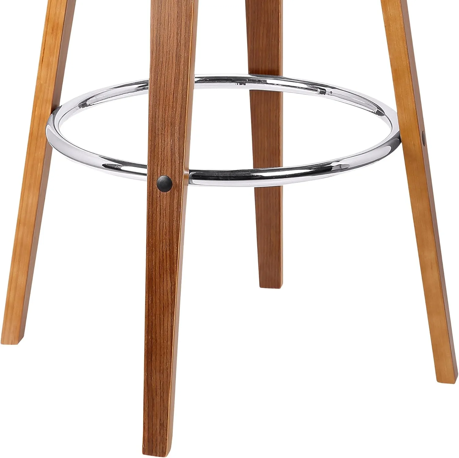 Armen Living Harbor Mid Century Modern 26" Seat Height Backless Swivel Cream Faux Leather and Walnut Wood Bar Stool for Kitchen Island Counter