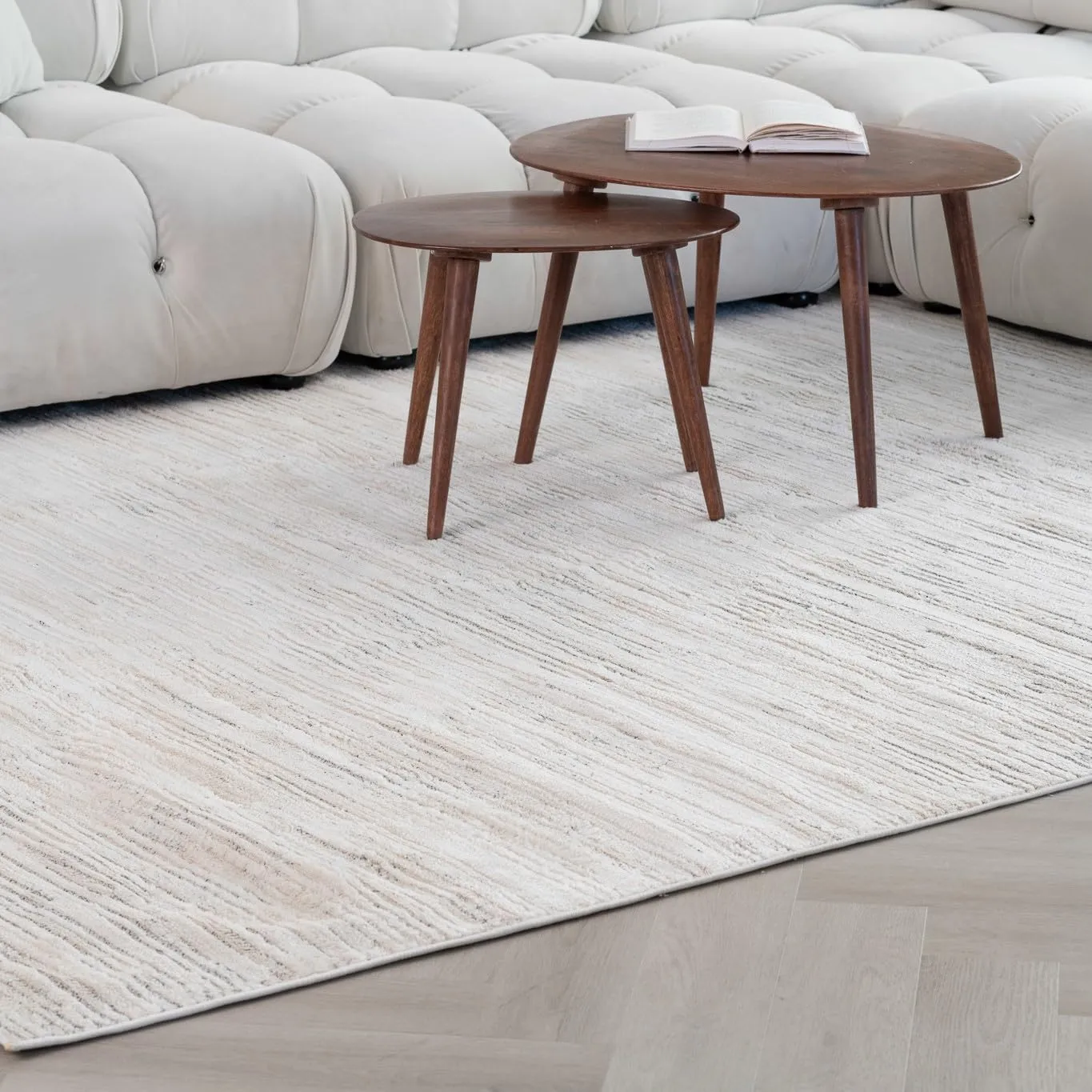 Astra 5'x8' (Exact Size: 5'3" x 7'7") Modern Indoor Area Rug, Beige Cream - Living Room, Bedroom, Dining Room, and Kitchen