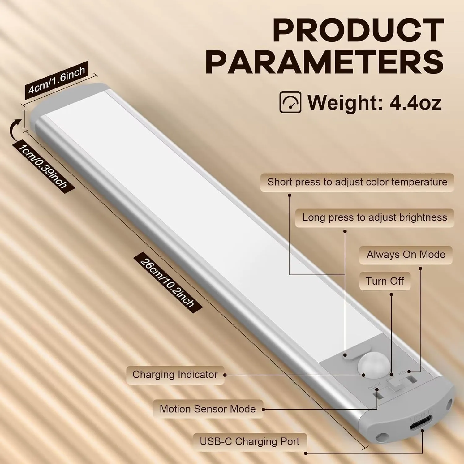 BIAT Under Cabinet Lights 2PCS, 80 LED Motion Sensor Indoor, Rechargeable Closet Lights with 3 Color Temps, Dimmable