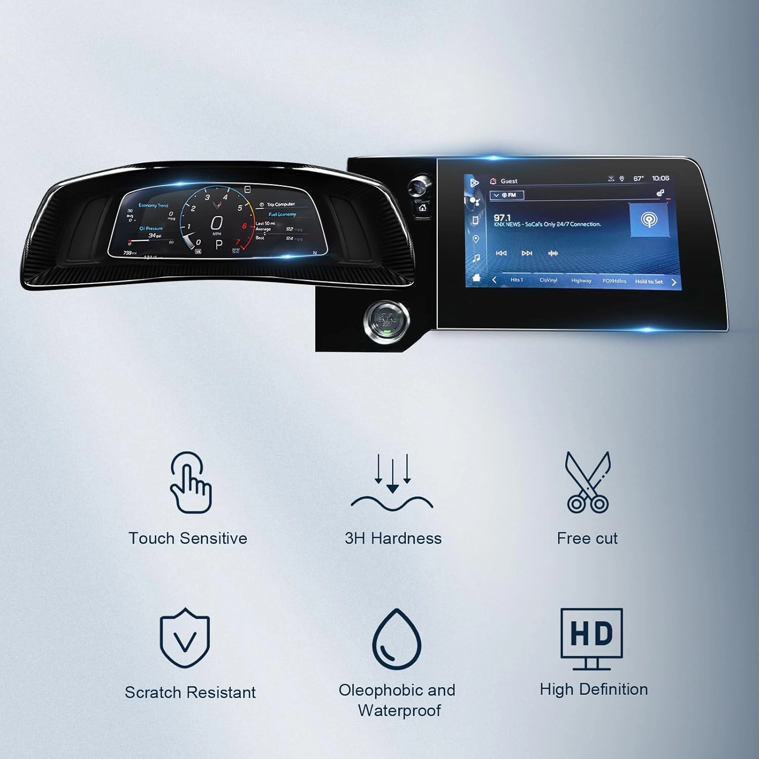BIBIBO 4Pcs 2022-2025 Chevy Corvette Screen Protector for 2025 2022-2025 Chevrolet Corvette 8" Navigation Display & 12" Dashboard [Anti Glare& Scratch Ultra-Clear] 2024 2025 Corvette Accessories 2025