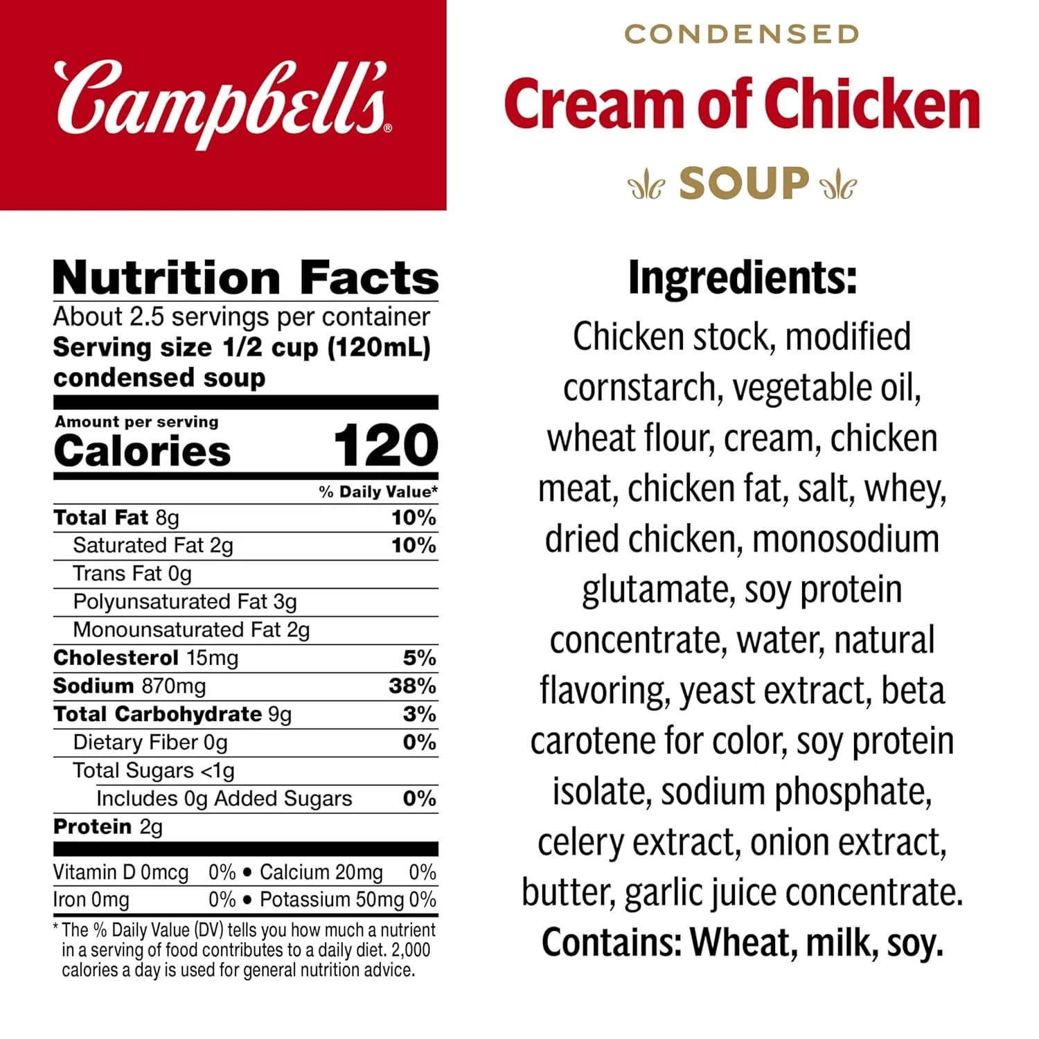 Campbell's Condensed Cream of Chicken Soup, 10.5 Ounce Can (Pack of 12)