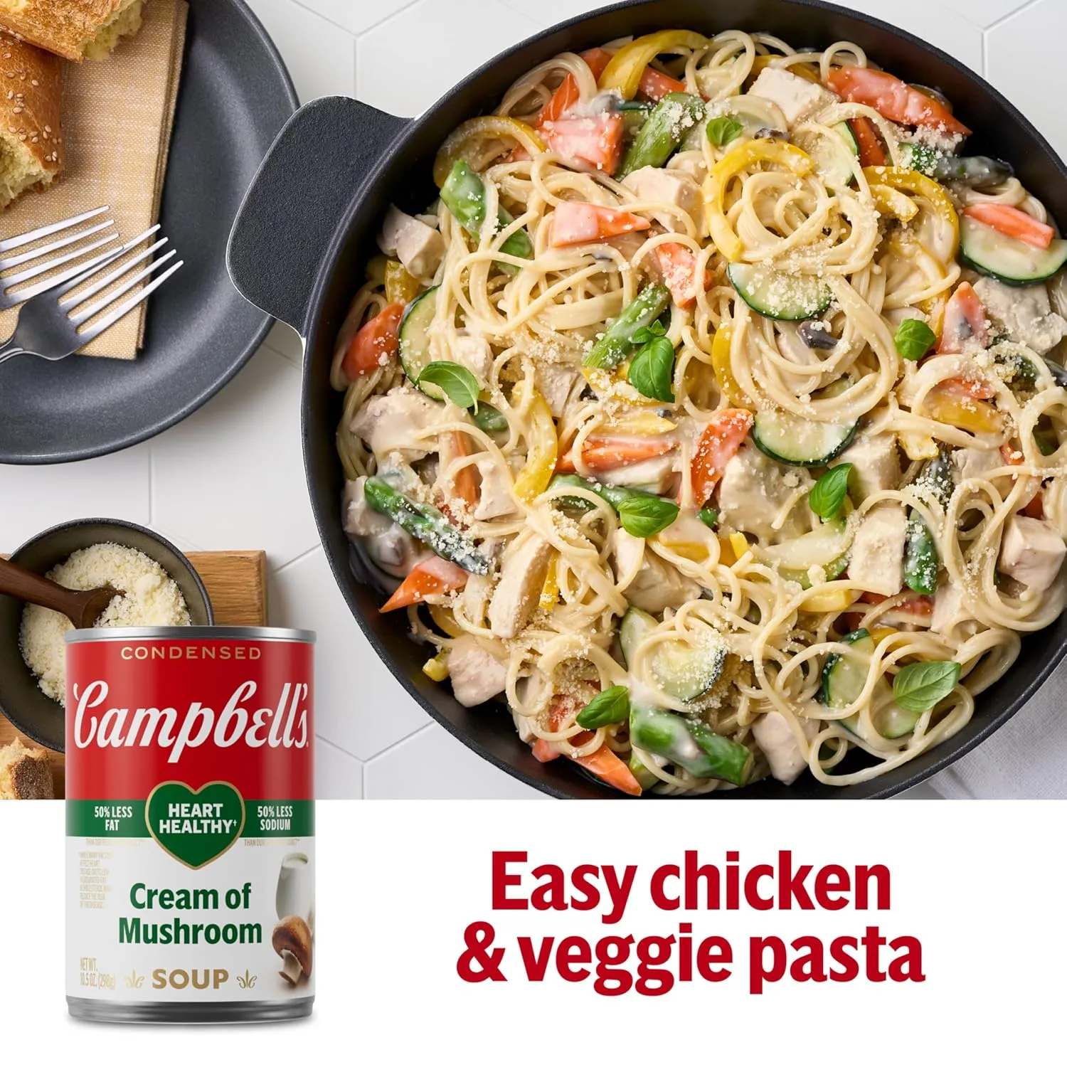 Campbell's Condensed Heart Healthy Cream of Mushroom Soup, 10.5 oz Can (12 Pack)
