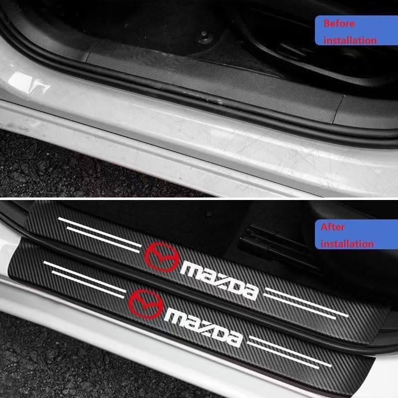 Car Door Sill Protector for Mazda Biante 2008-2018, Carbon Fiber Car Door Threshold Protection Car Door Edge Guards Trunk Door Entry Edge Protection Sticker Accessories,8pcs