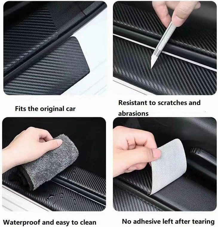 Car Door Sill Protector for Mazda Biante 2008-2018, Carbon Fiber Car Door Threshold Protection Car Door Edge Guards Trunk Door Entry Edge Protection Sticker Accessories,8pcs