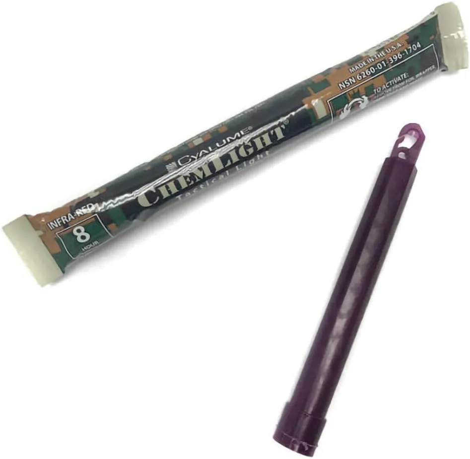 Chemlight Cyalume, Military Grade Light Stick, Infrared (IR), 6-inch, 8 Hour Duration