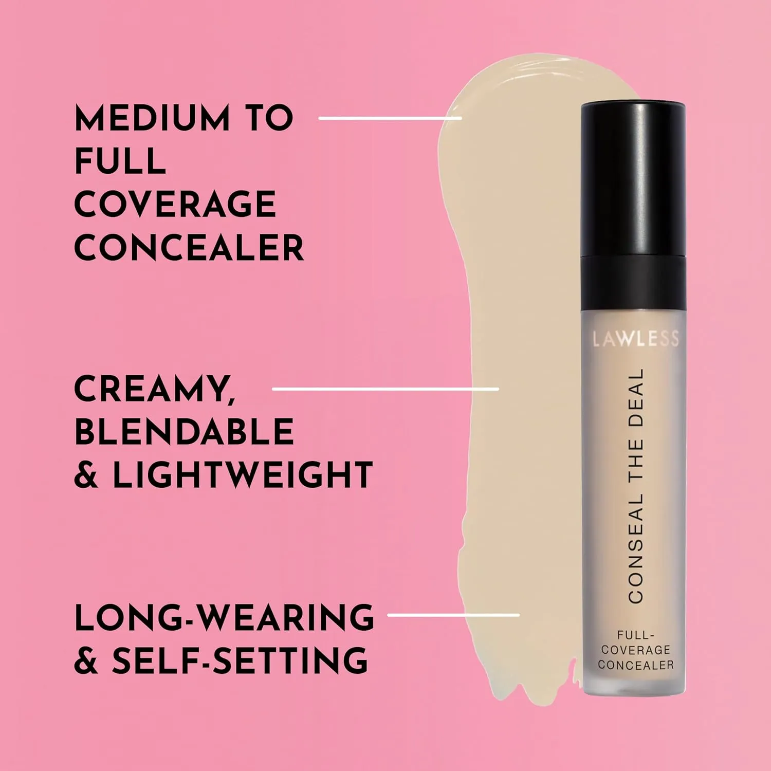 Conseal The Deal Lightweight Longwear Everyday Concealer - Cloud - with Antioxidants and Caffeine to Reduce Dark Circles and Puffiness. Long-Wearing and Self-Setting, Silicone-Free - 5 ml.
