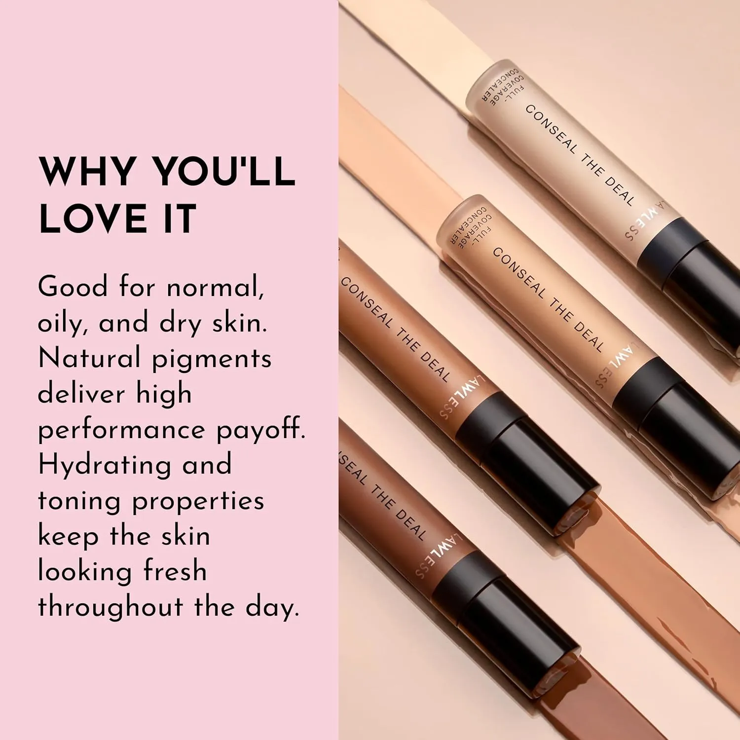 Conseal The Deal Lightweight Longwear Everyday Concealer - Cloud - with Antioxidants and Caffeine to Reduce Dark Circles and Puffiness. Long-Wearing and Self-Setting, Silicone-Free - 5 ml.
