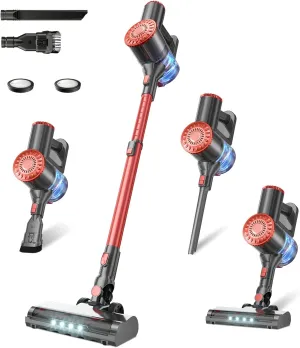 Cordless Vacuum Cleaner with Self-Standing, Powerful Stick Vacuum Cleaners for Home, 8-in-1 Lightweight Rechargeable Vacuum, 7-Layer Filtration,Ideal for Carpet, Pet Hair, Hardwood Floors
