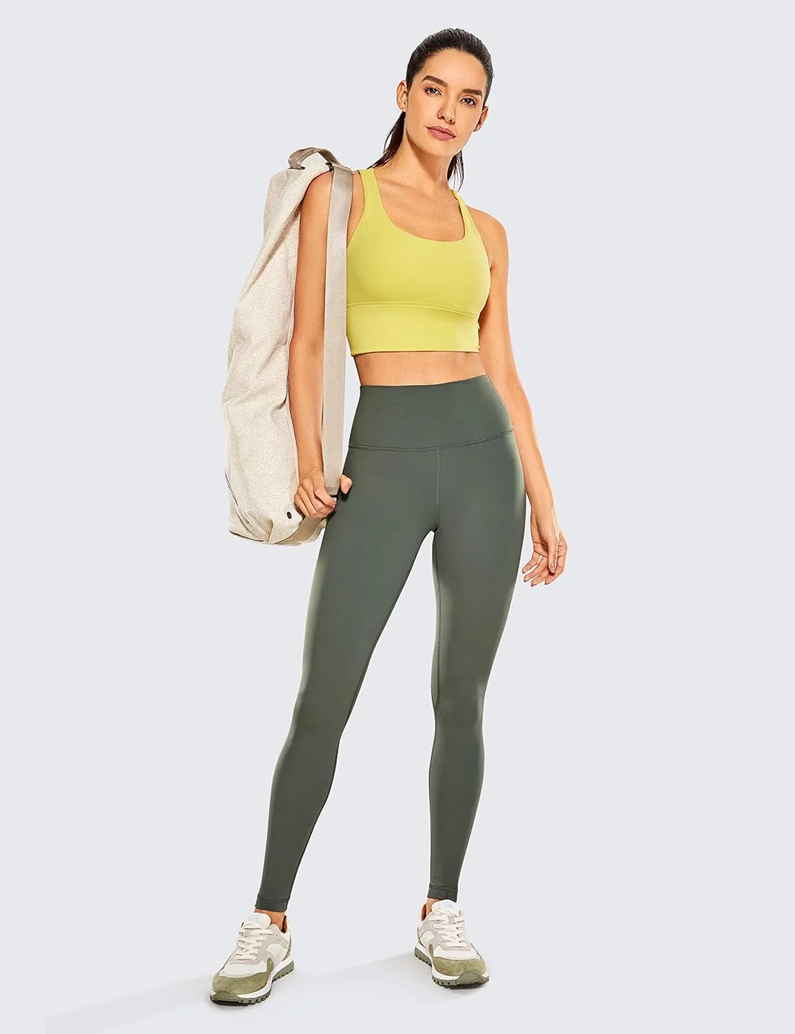 CRZ YOGA Women's Naked Feeling Yoga Pants 28 Inches - High Waisted Workout Leggings Full Length Tights Buttery Soft