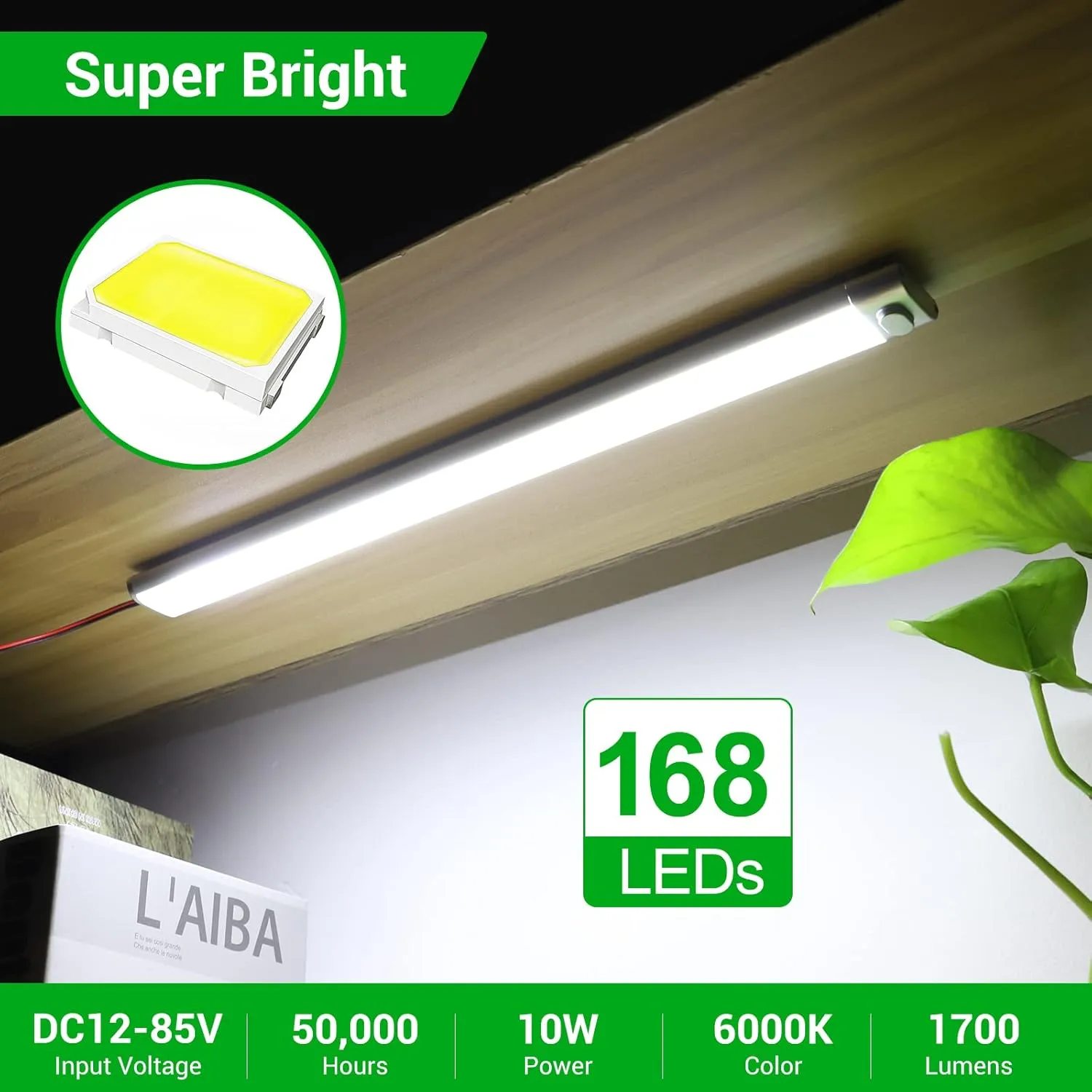 CT CAPETRONIX 12v LED Interior Light Bar, 168LEDs 15.4IN 1700LM 10W, DC 12v Volt led Strip Lights with Switch, for Enclosed Cargo Trailer Car RV Van Truck Lorry Camper Boat Caravan Motorhome (6Pcs)