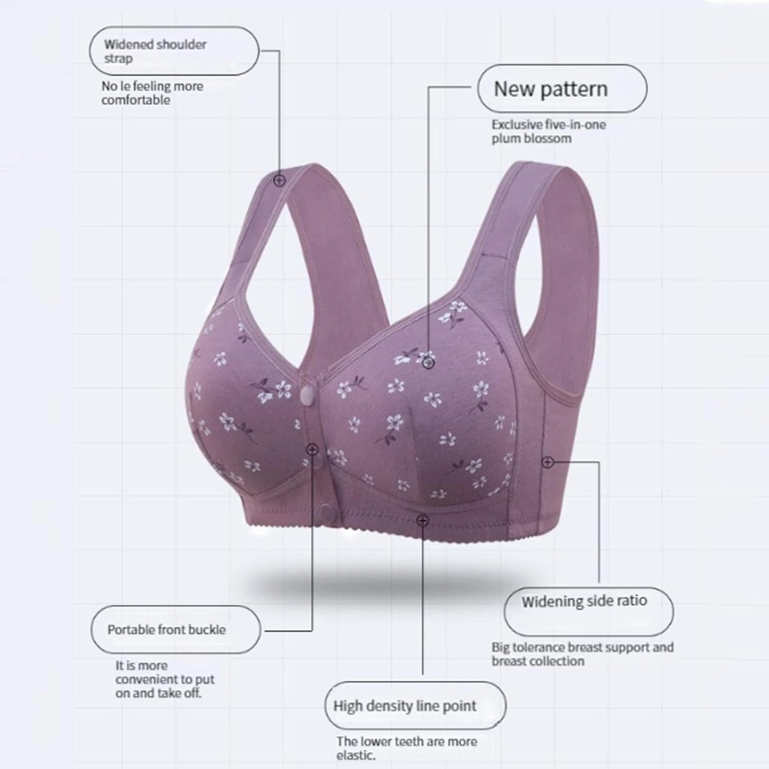 Daisy Bras for Older Women Front Button Close Convenient Everyday Bra 2025 New Comfortable No Underwire Gathering Bra