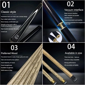 DFT American Pool Cue Set - 1/2 and 3/4 Split Cue with 3 Different Colors and Styles of Cue - Perfect for Home or Bar Play(Color:BB,Size:Big Head)