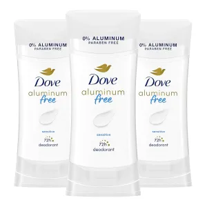 Dove Aluminum Free Deodorant for Women 3 Count Sensitive 72 hour odor protection 2.6 oz