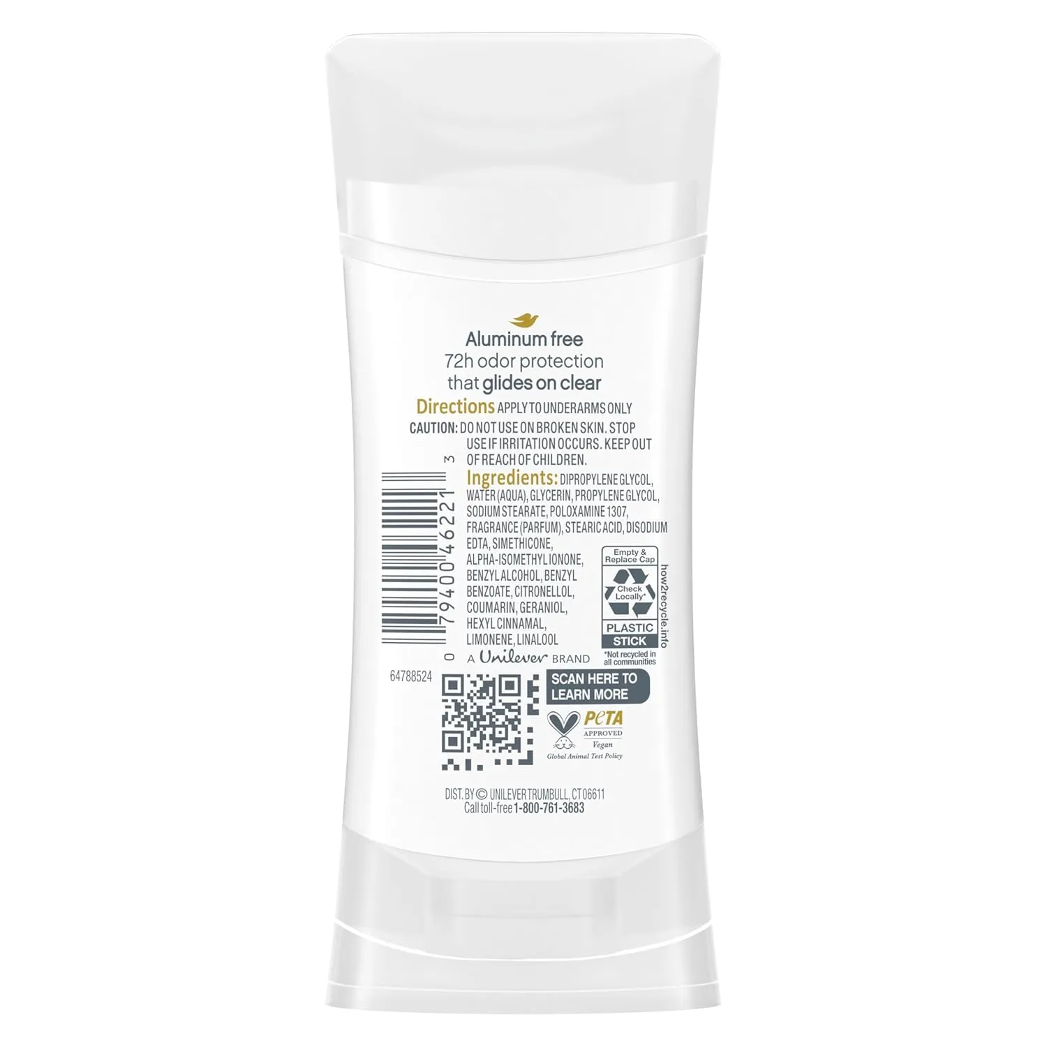 Dove Aluminum Free Deodorant for Women 4 Count Cucumber and Green Tea 72 hour odor protection 2.6 oz