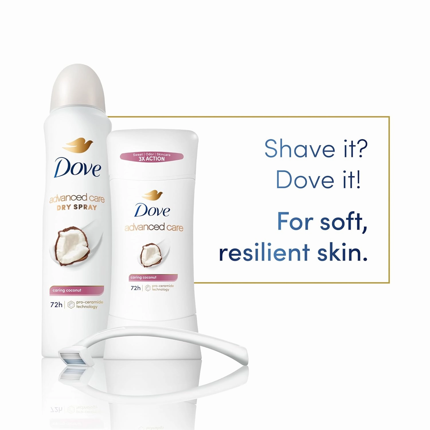 Dove Advanced Care Antiperspirant Caring Coconut, 2 Count Deodorant Stick for Women, for 48 Hour Protection And Soft And Comfortable Underarms, 2.6 oz