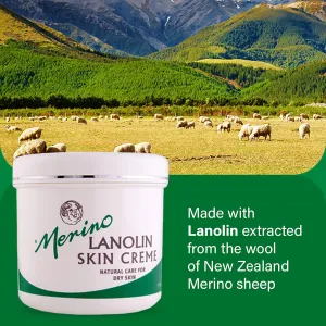 Dry Skin Lanolin Cream for Cracked Heels, Elbows and Soft Hands (500g/17.63 oz) Large Jar
