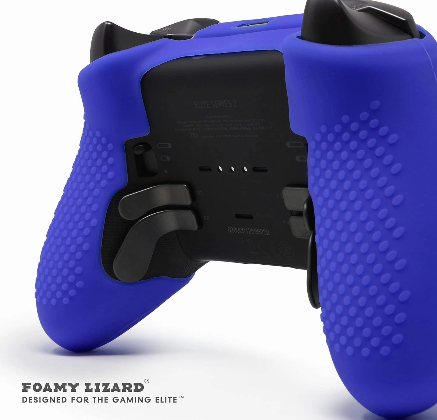 Elite Series 2 Studded Grip Skin for Xbox One Elite Series 2 Controller (NOT for Series X/S/Elite 1) by Foamy Lizard - Sweat Free Silicone w/Flat Top Anti-Slip Studs   8 QSX-Elite Thumb Grips (Blue)