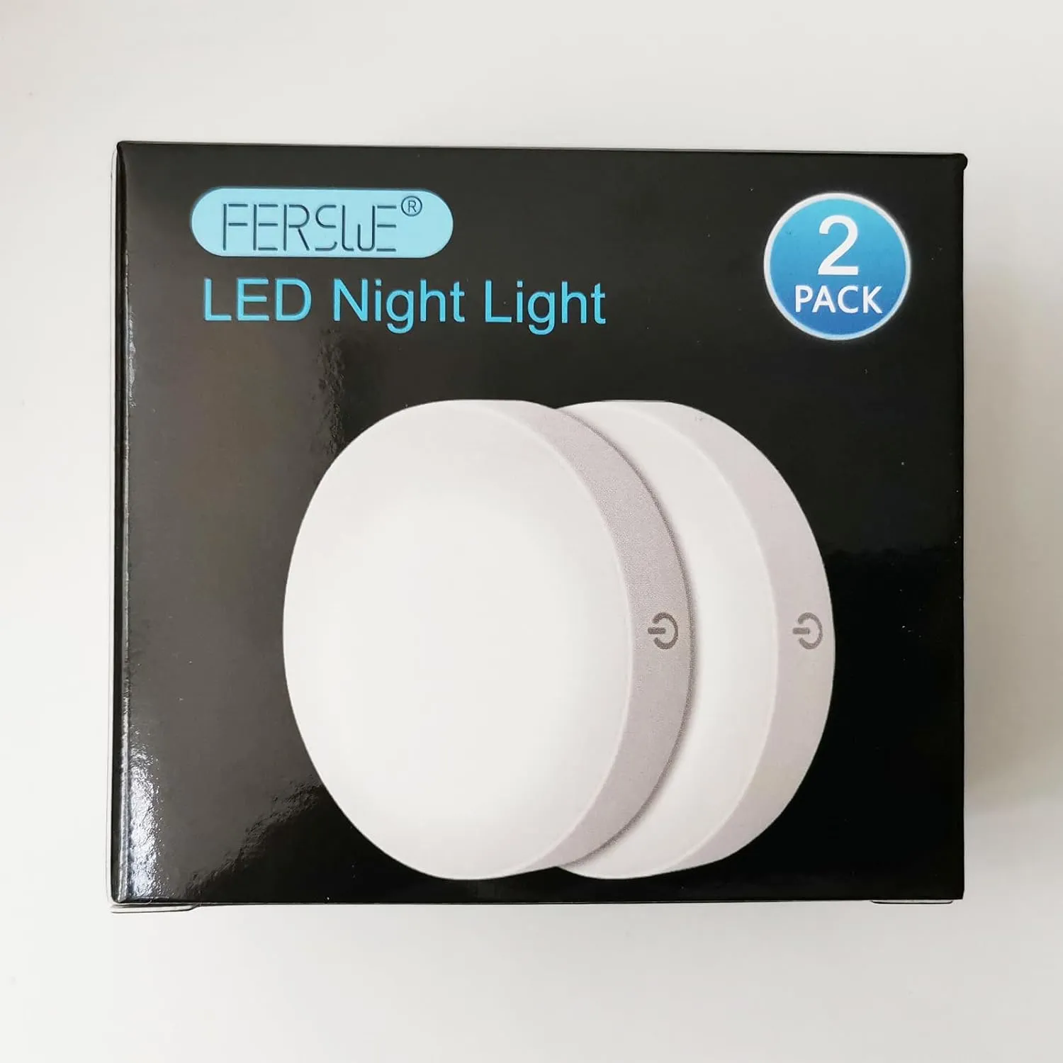 Ferswe Rechargeable Tap Light 6000K, Dimmable Touch Light with 1000mAh Large Battery，Brightness Adjustable, Stick on Lights for Closet, Cabinet, Counter, Kitchen, Bedroom and Wall(2 Pack)