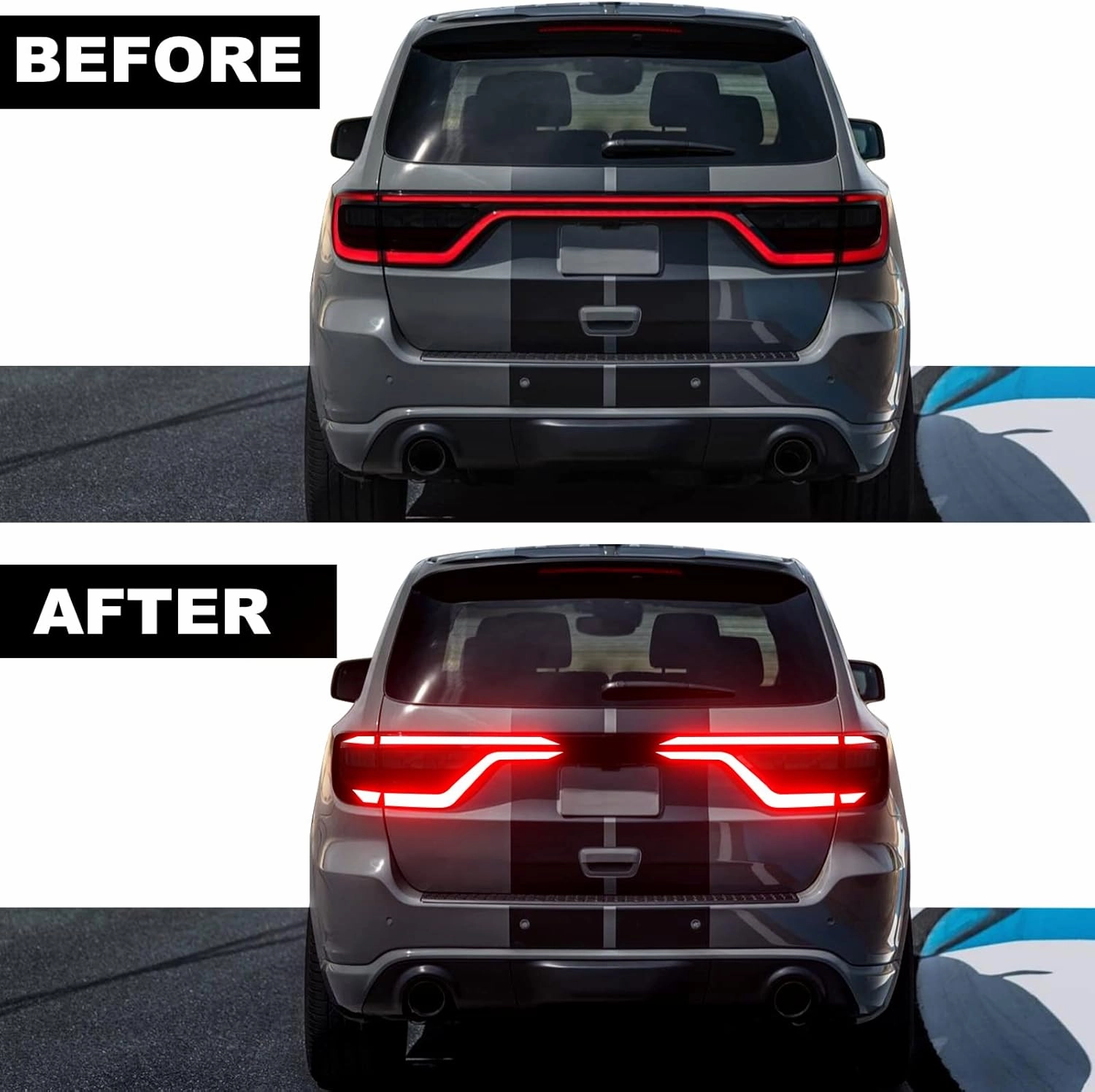 Fit for Dodge Durango 2014-2021 Tail Light Race Track Bat Precut Vinyl Overlay Tint Kit Film with Gloss Dark Smoke Wrap Cover Vinyl Decals Exterior Accessories
