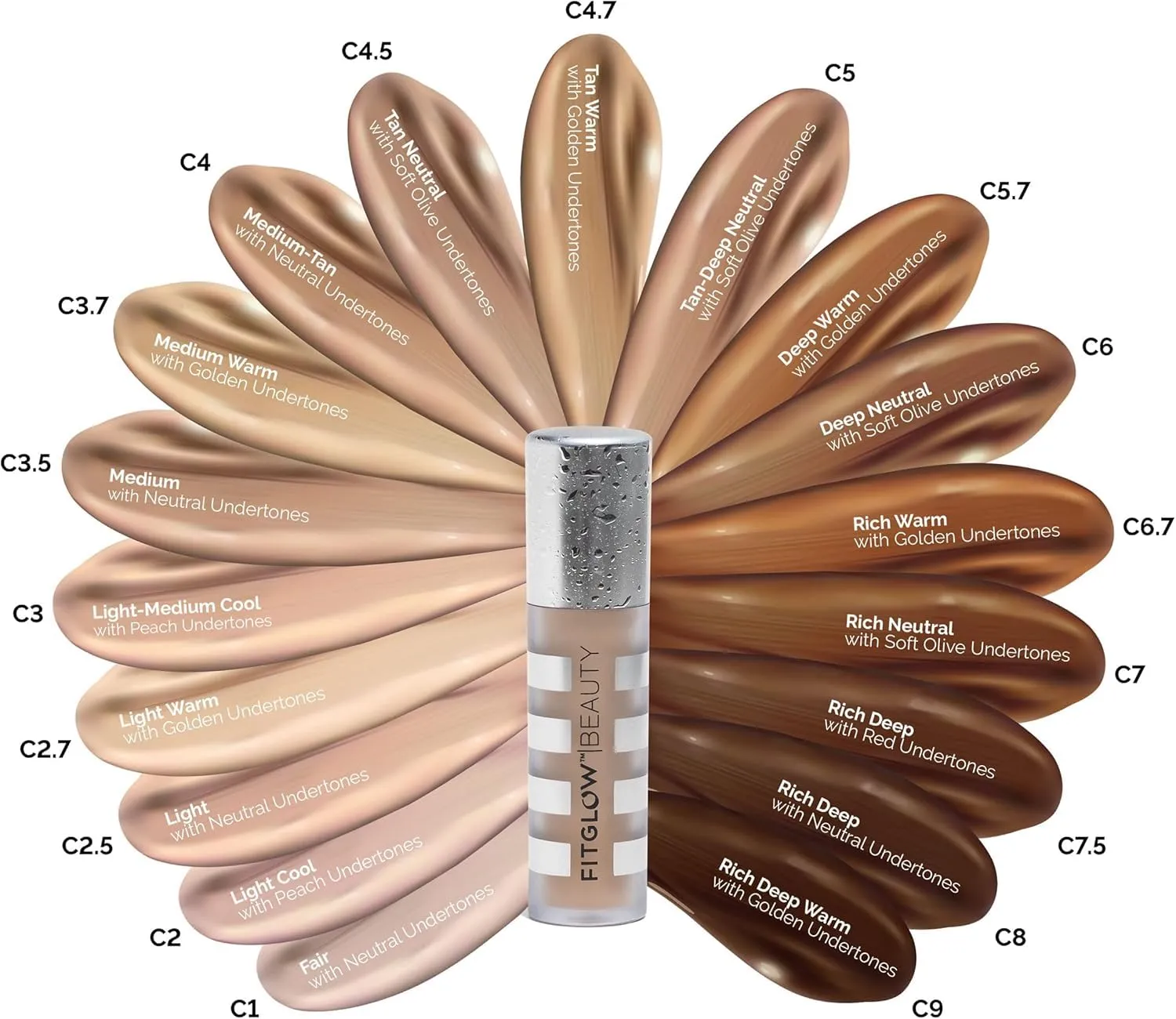 Fitglow Beauty - Natural Conceal  Full Coverage Concealer | Vegan, Woman-Owned Clean Beauty (C1 - Fair, Neutral Undertones)