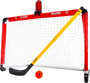 Franklin Sports Mini Hockey Goal Set - NHL Light Up Knee Hockey Goal and Stick Set with Hockey Ball - Perfect for Indoor Floor Hockey and Knee Hockey, Red