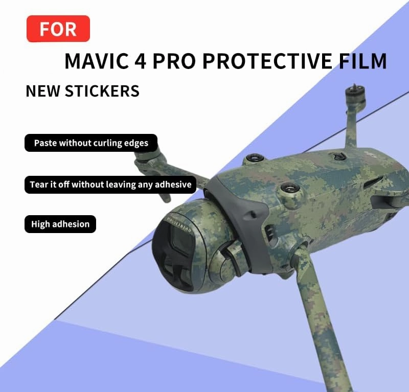 Full-Body Protective Sticker for Mavic 4 Pro - Scratch-Resistant Color Change Film, Bubble-Free with Air Channels, No Residue Removal (02 Jungle Camouflage)