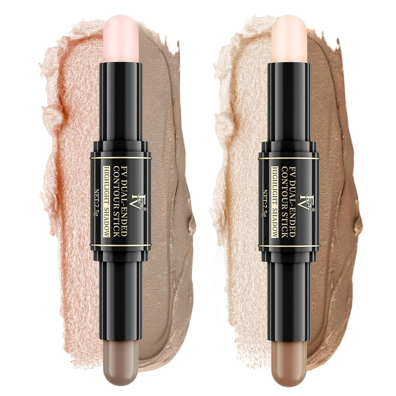 FV 2-in-1 Contour & Highlighter Stick - 2 Pack, Waterproof, Long-Lasting, Creamy & Blendable Formula, Dual-Ended Sculpting Stick for Face & Body, Shades: 01 Fair/Light & 02 Light/Medium